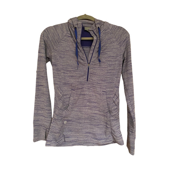 Athleta Heavenly Hail Amalfi Blue Heathered 1/4 Zip Thumbholes Hoodie XS - Picture 2 of 7
